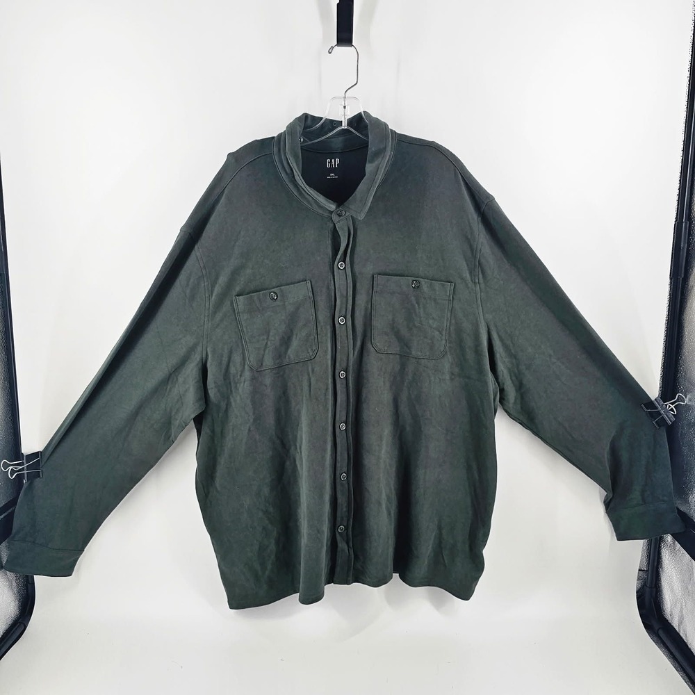 Gap Button Down Shirt Mens XXL Green NEW Long Sleeve Cotton Blend Pockets